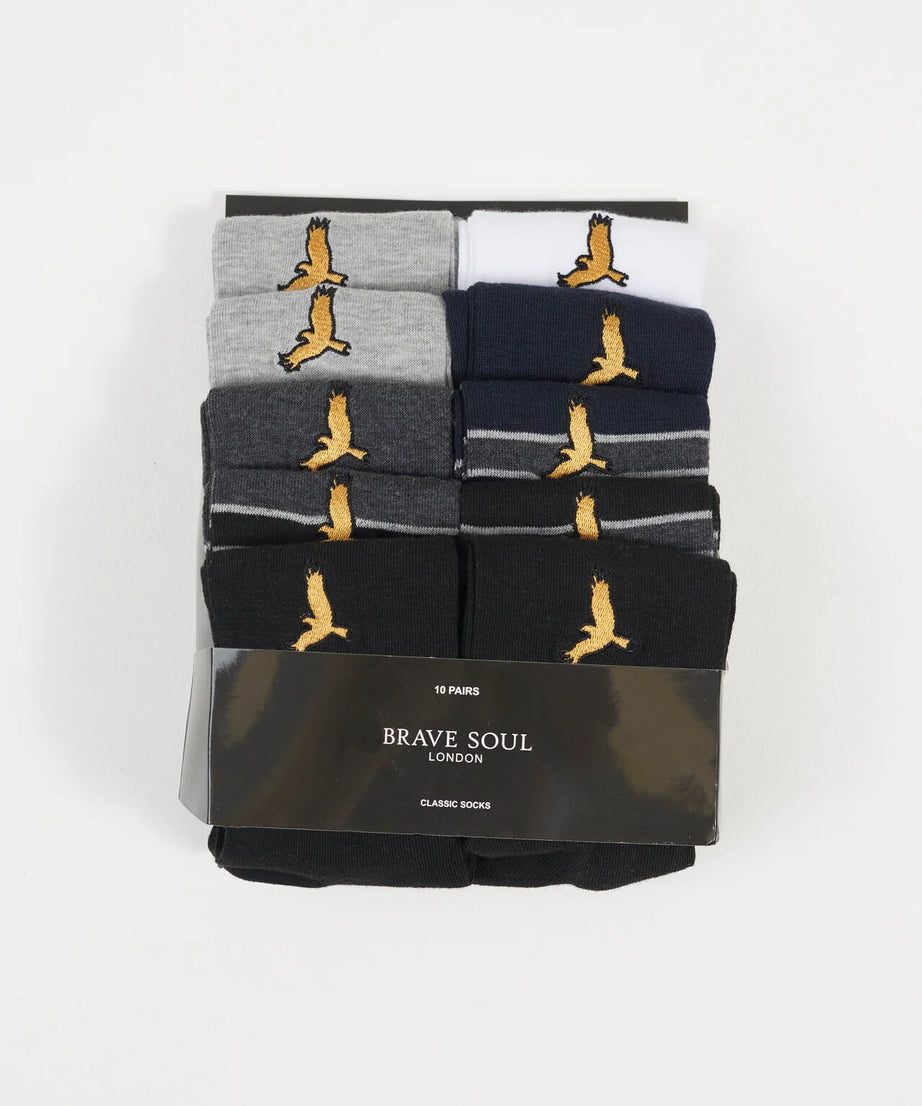 EMBROIDERED STRIPE MULTIPACK SOCKS