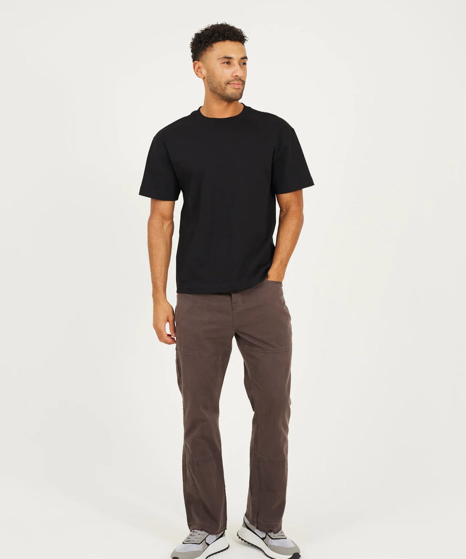 TWILL COTTON CARPENTER RAW HEM TROUSERS