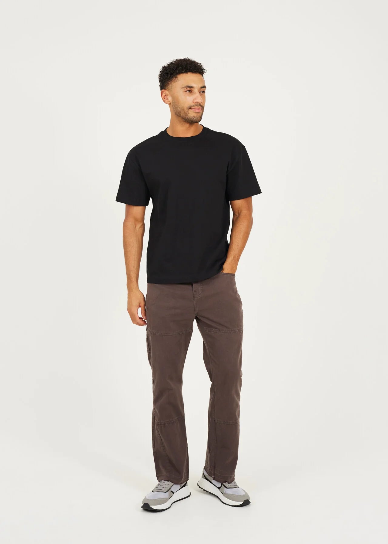 TWILL COTTON CARPENTER RAW HEM TROUSERS