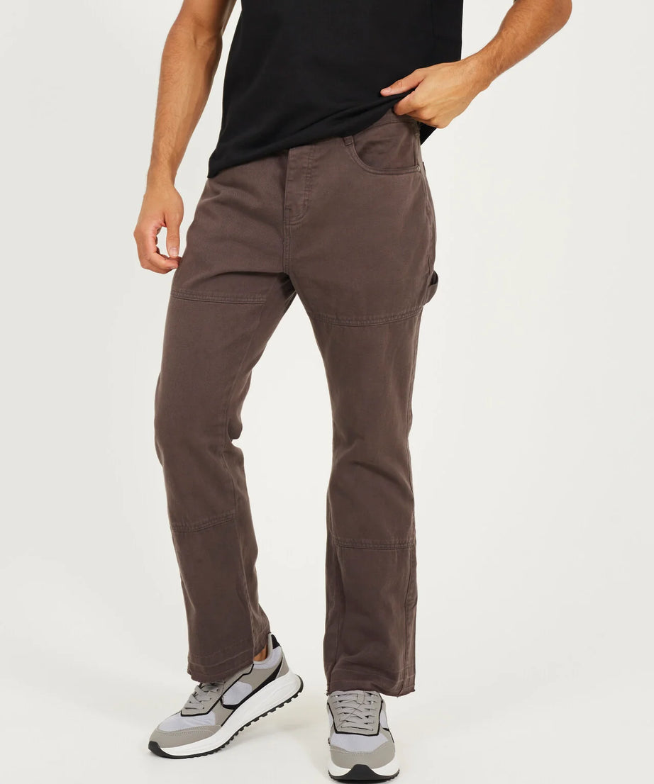 TWILL COTTON CARPENTER RAW HEM TROUSERS