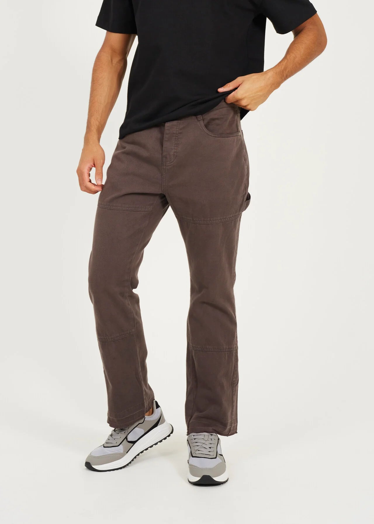 TWILL COTTON CARPENTER RAW HEM TROUSERS