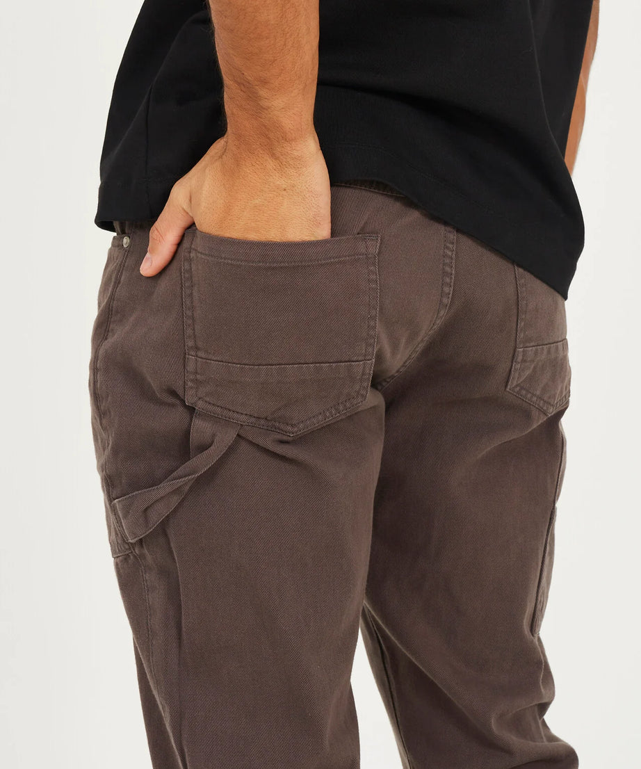 TWILL COTTON CARPENTER RAW HEM TROUSERS