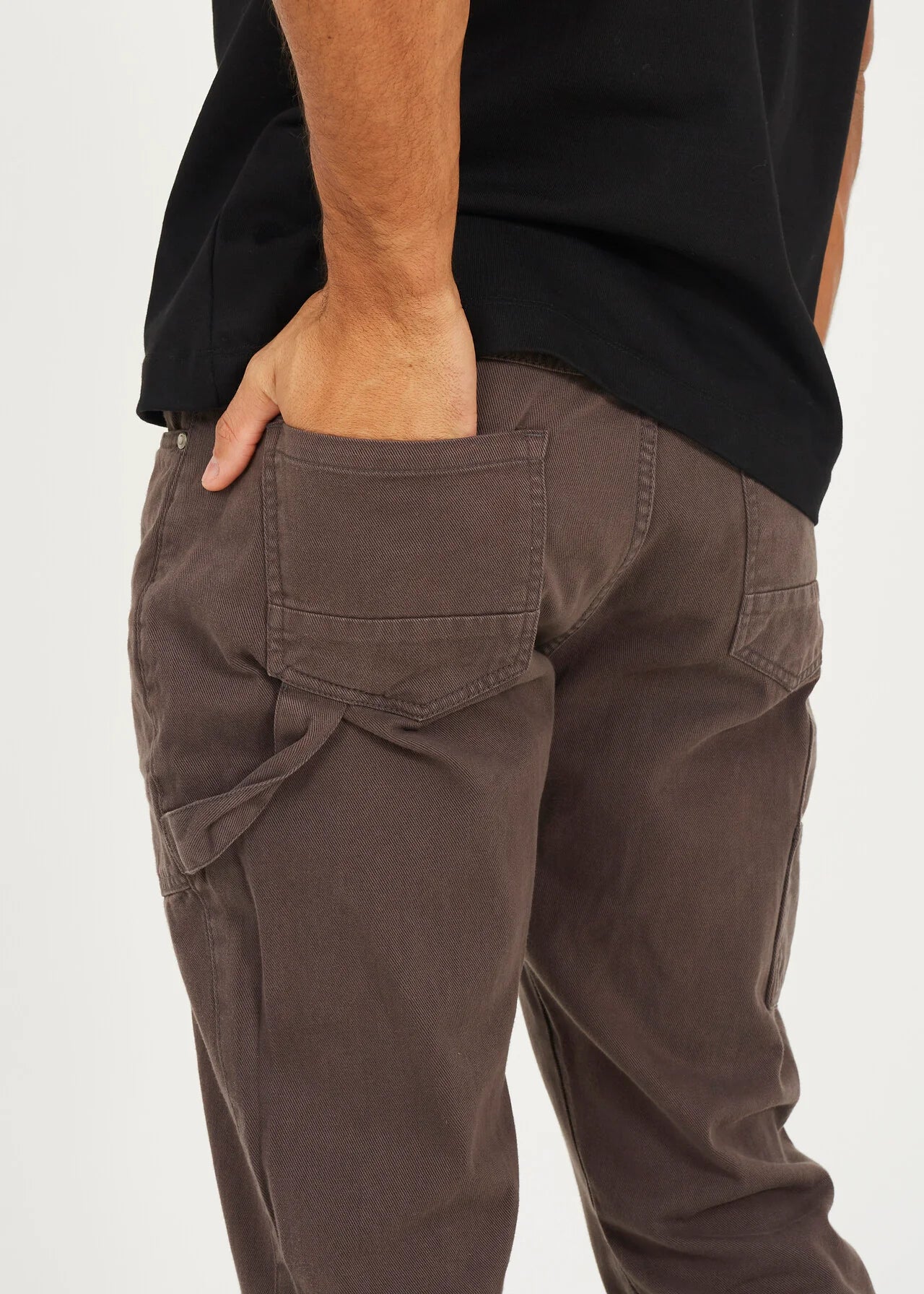 TWILL COTTON CARPENTER RAW HEM TROUSERS