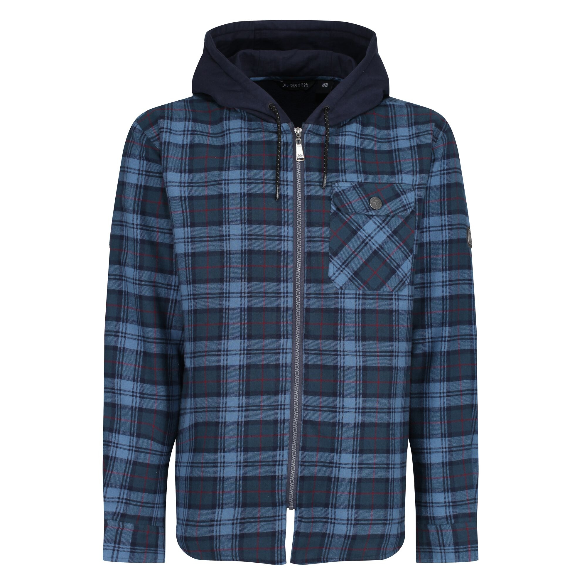 TRS205 Men’s Siege Hooded Shirt Jacket – Navy Check Cotton