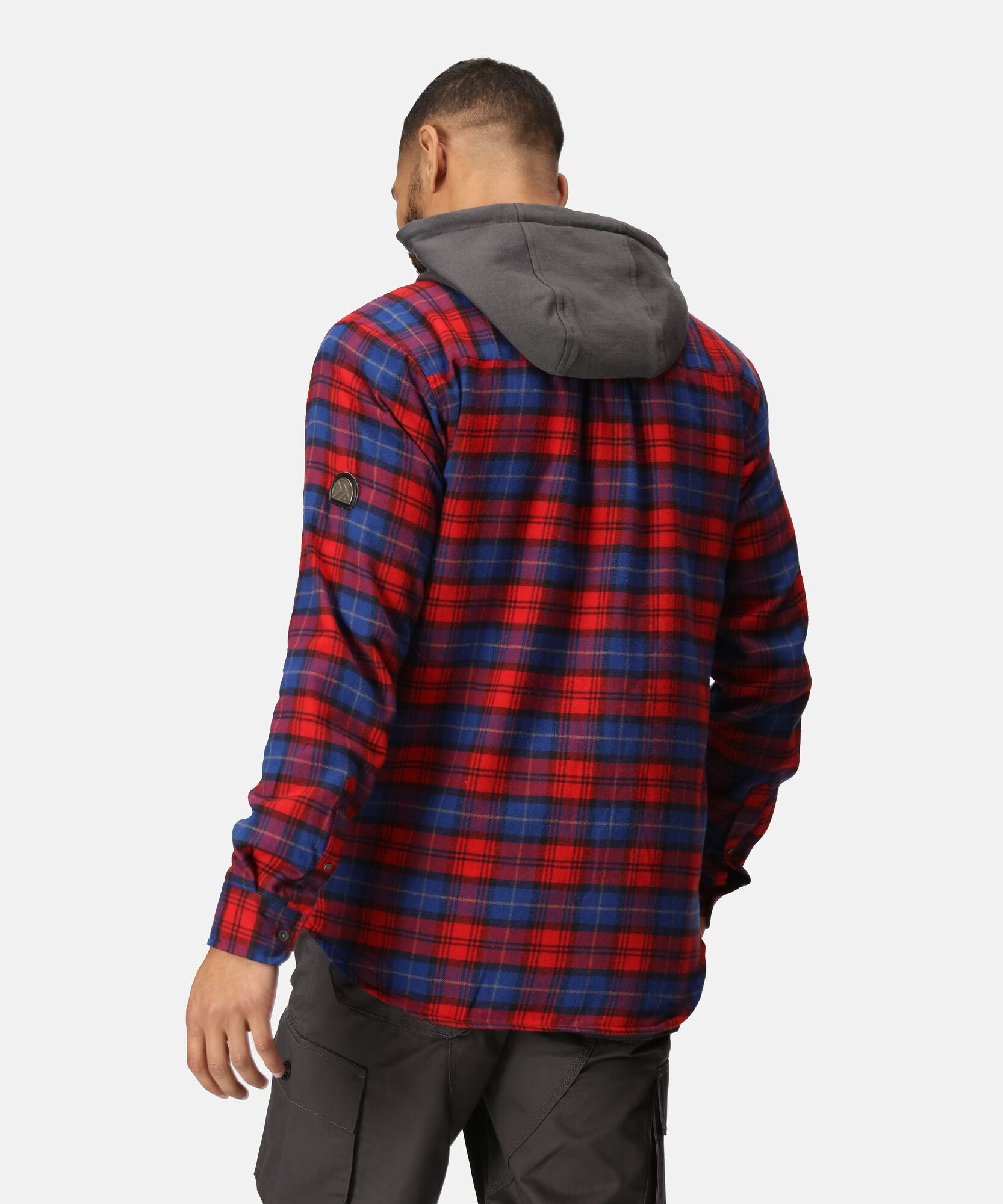 TRS205 Men’s Siege Hooded Shirt Jacket – Navy Check Cotton