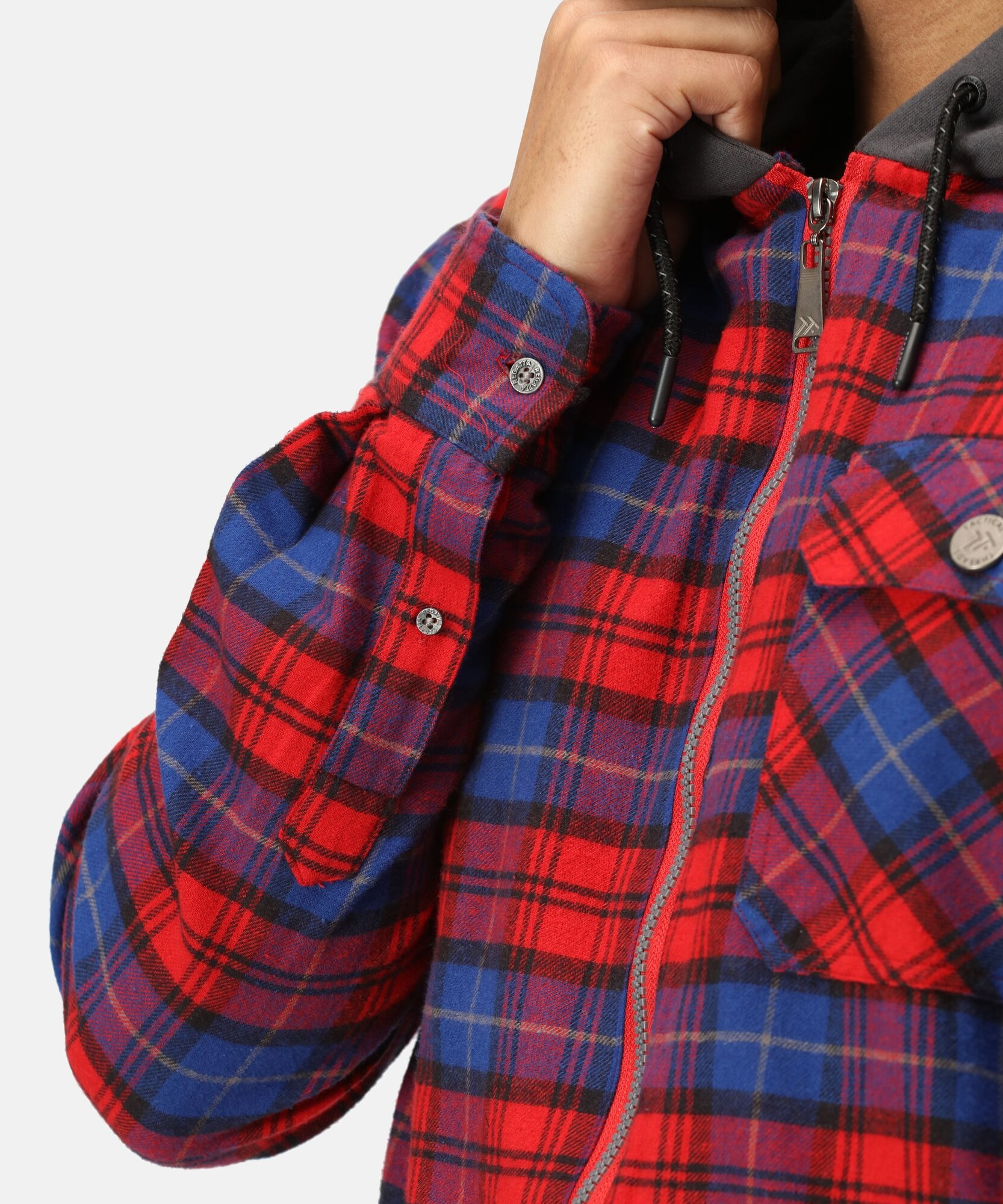 TRS205 Men’s Siege Hooded Shirt Jacket – Navy Check Cotton