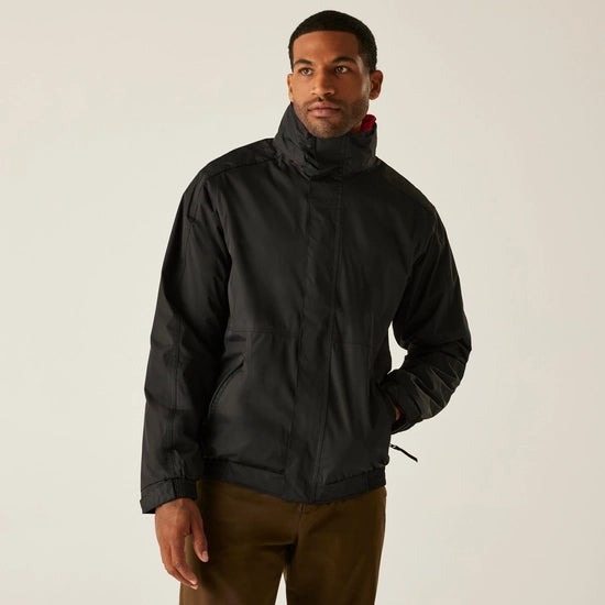 Men's Dover Fleece Lined Waterproof Insulated Bomber Jacket | Black Classic Red