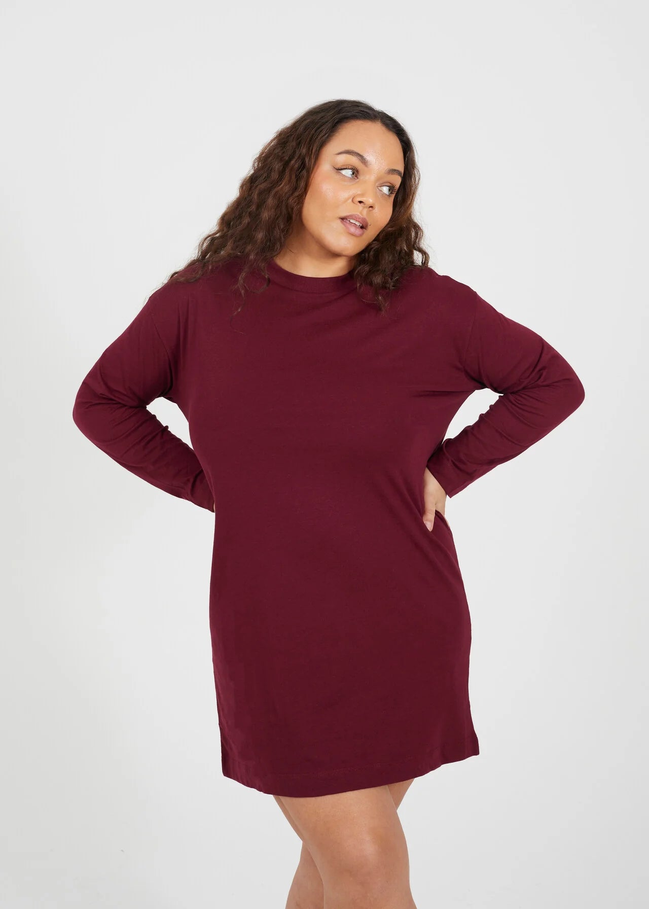 PLUS SIZE LONG SLEEVE JUMPER DRESS
