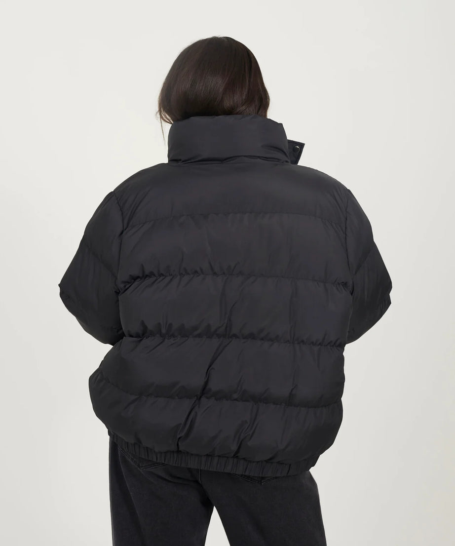 PLUS SIZE BLACK HOODED PUFFER JACKET