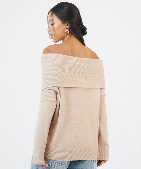 Brave Soul Bardot Jumper Women’s Off-Shoulder Knit