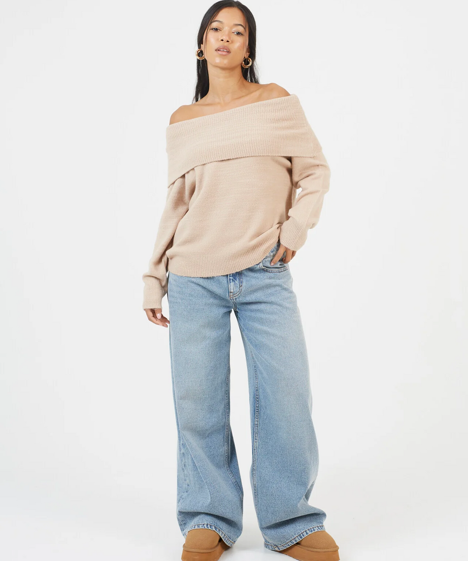 Brave Soul Bardot Jumper Women’s Off-Shoulder Knit