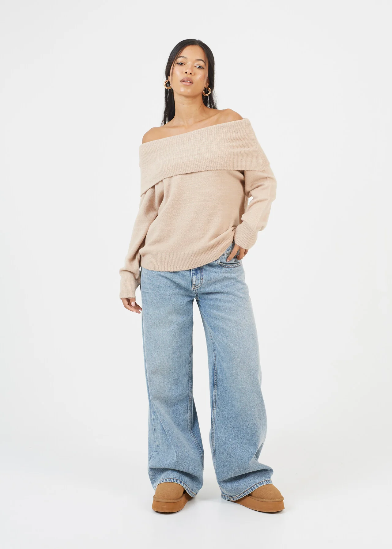 Brave Soul Bardot Jumper Women’s Off-Shoulder Knit