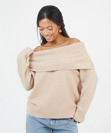 Brave Soul Bardot Jumper Women’s Off-Shoulder Knit