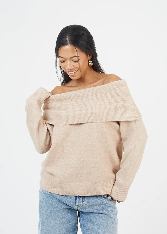 Brave Soul Bardot Jumper Women’s Off-Shoulder Knit