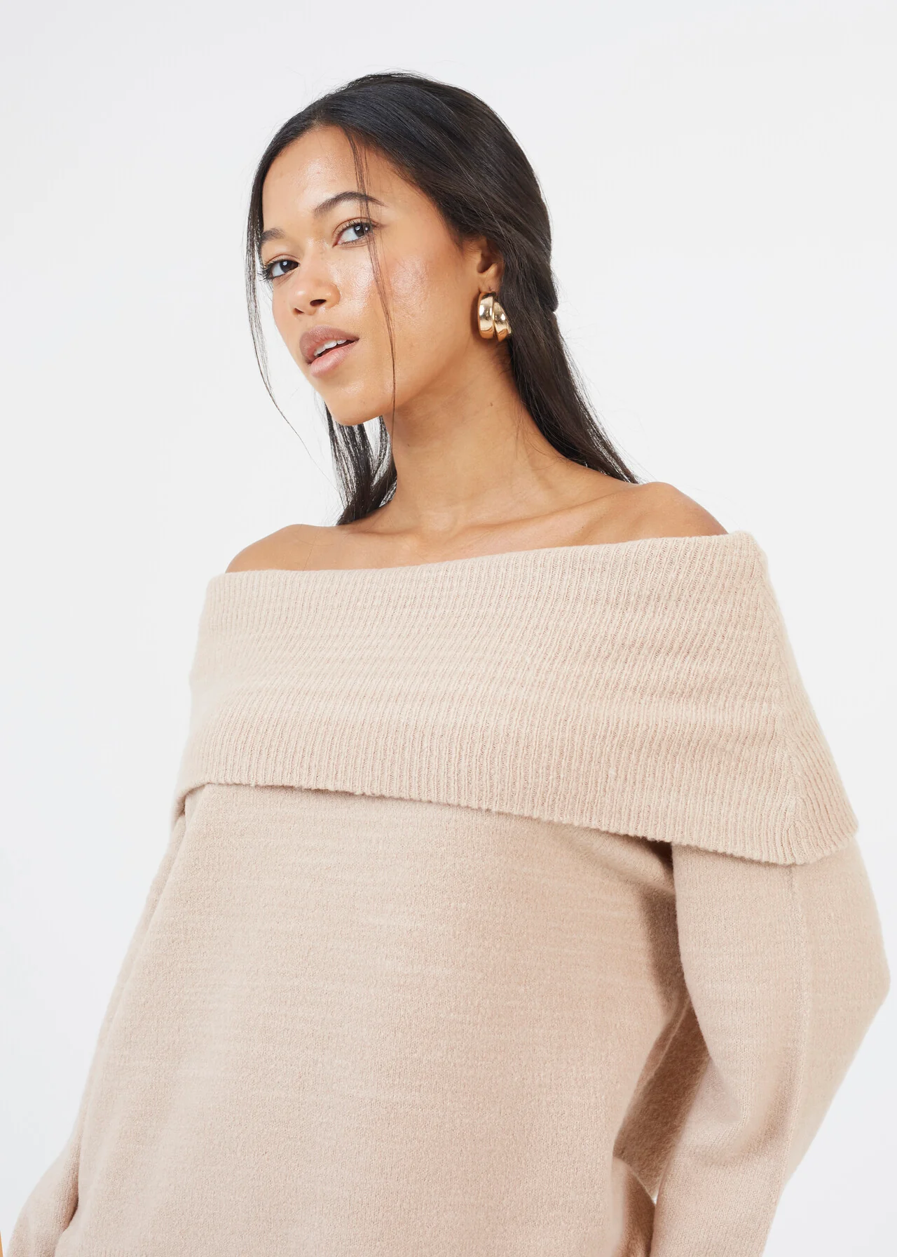 Brave Soul Bardot Jumper Women’s Off-Shoulder Knit