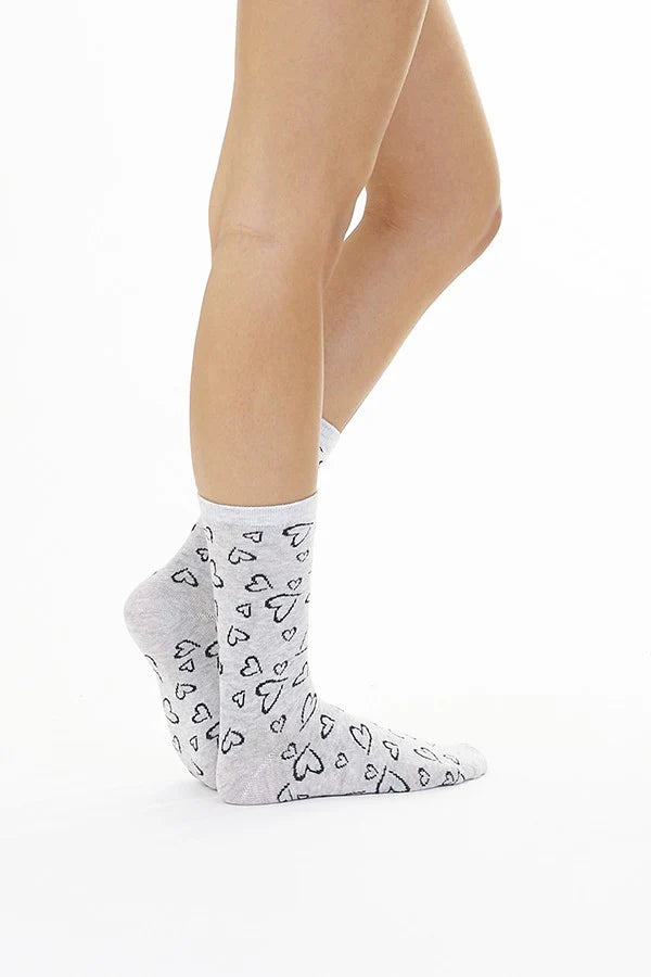 HEART DESIGN THREE PACK ANKLE SOCKS