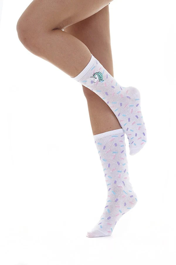 SPRINKLE DESIGN UNICORN EMBROIDERY THREE PACK SOCKS