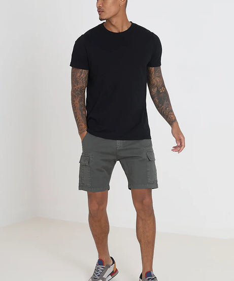 REGULAR MID GREY POCKET DETAIL CARGO SHORTS